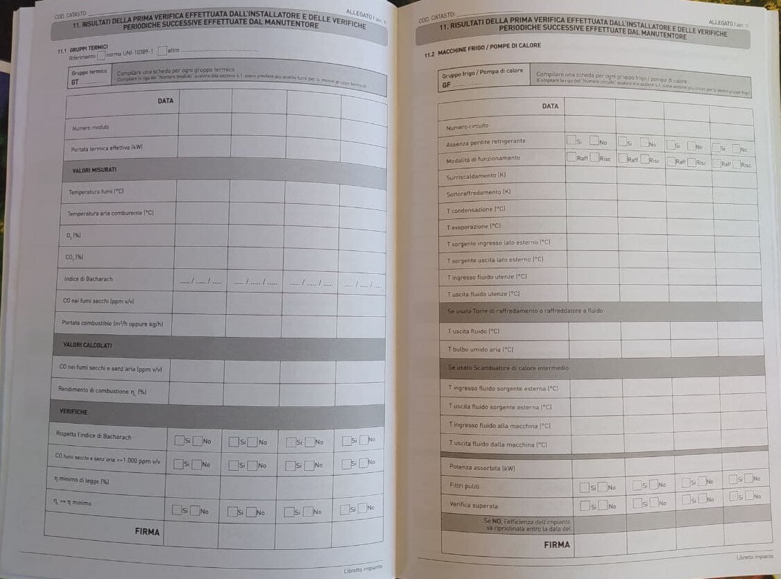 libretto di impianto pagina interna