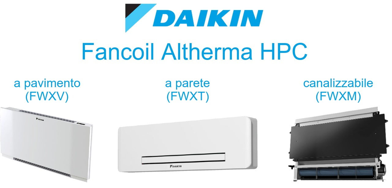 Daikin Altherma HPC Fancoil: unità a pavimento (FWXV), a parete (FWXT), canalizzabile (FWXM)
