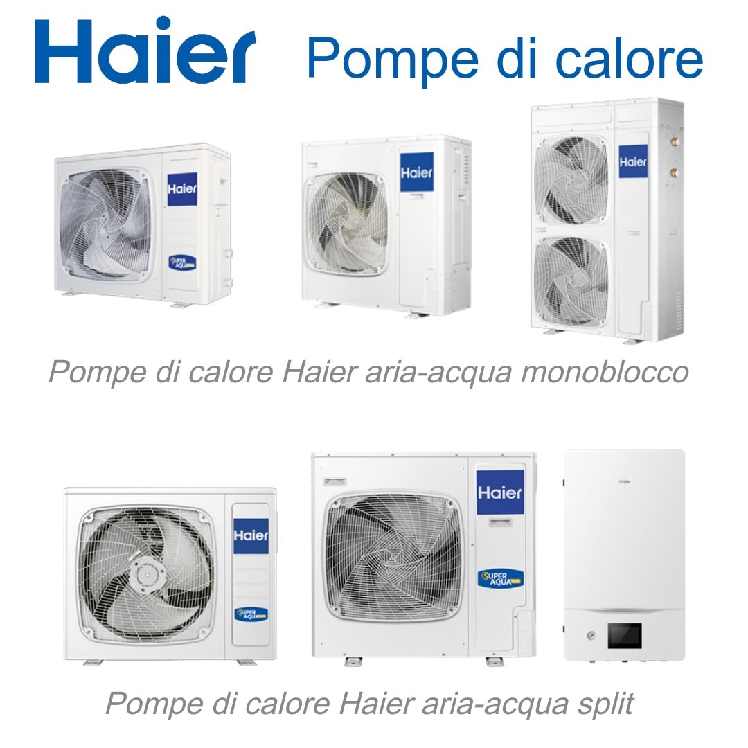 pompe di calore Haier aria-acqua, Monoblocco e Split